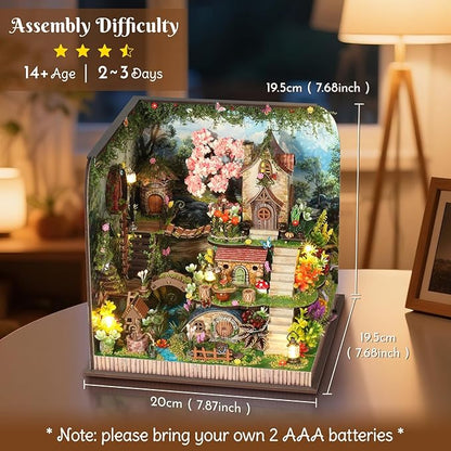 DIY Miniature Dollhouse Kit, Forest Miniature House Kits for Adults, Mini Model Building Sets with Furniture and Flowers, Wooden House Kit Decoration Gift for Birthday