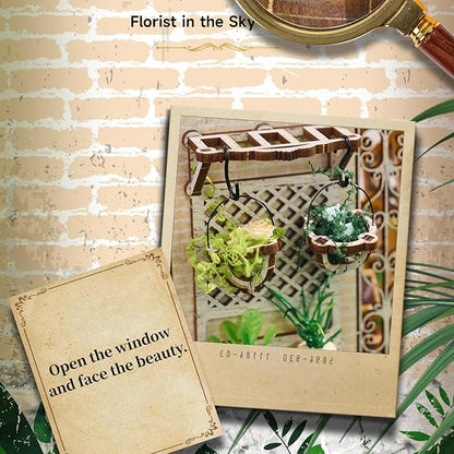 Flower Shop Miniature House Kit,DIY Miniature Dollhouse Kit with LED & Furniture,Mini Diorama House Building Kit for Adults Teens,3D Wooden Crafts Tiny House Mini Model Kit,Home Decor Birthday Gifts