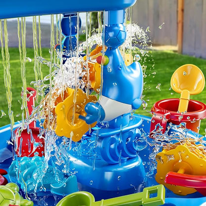 Water Table for Toddlers 3-5, 3-Tier Kids Sand Water Table, Water and Sand Activity Sensory Table Summer Beach Outside Toys Backyard for Kids Toddlers Age 3 4 5 6 7 8