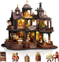Miniature House Kit, Tiny House Kit with LED, DIY Mini House Building Kits for Adults to Building, Unique Gift for Birthday Christmas, Ancient Castle