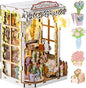 MOMIBOOK Book Nook Kit 153 Pcs DIY Miniature Dollhouse Kit for Adults, 3D Wooden Puzzle Mini Booknook Bookend Bookshelf Decor, Tiny House Model, Party Christmas Birthday Gifts, Flower Shop Cabin