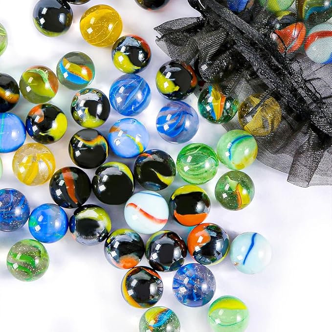 POPLAY Colorful Glass Marbles, 0.6inch Marbles Bulk for Kids Marble Games,DIY and Home Decoration