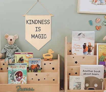 Kindness is Magic-Canvas Hanging Pennant Flag Banner Wall Sign Decor Gift for Kids Girl Teen Nursery Bedroom Playroom Front Door-Birthday Christmas Gift