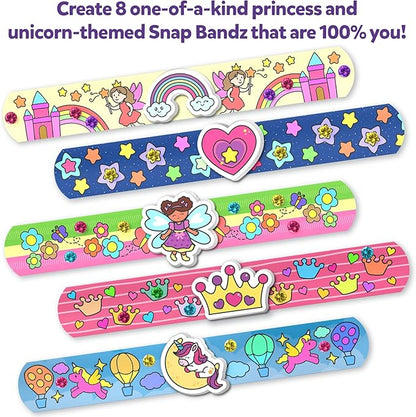 Skillmatics Art & Craft Activity - Snap Bandz, Unicorns & Princesses, Stocking Stuffers, DIY Mess-Free Creative Kit, 8 Bands (8.6"), for Girls & Boys Ages 4, 5, 6, 7, 8, 9, 10
