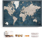 Canvas World Map with Cork Pin Board - English Lettering - Decorative Wall Decoration for All Rooms - Canvas Pictures with World Map Motif (120x80 cm, Pattern 19)
