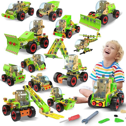 MOONTOY Building Stem Toy Set for 4 5 6 7 8 9+ Year Old Boy Birthday Gifts, STEM Toy Educational Engineering Kit, Building Toys for Kids Ages 4-8 5-7 6-8 Creative Games Boy(14 Models)