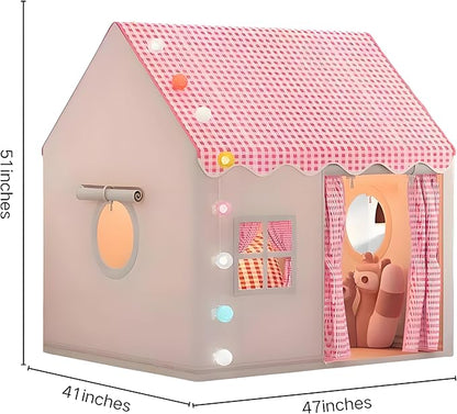 Children's Play Tent Indoor Children's Play Tent Boys Girls Princess Toys Small House Outdoor Toddler Playhouse Castle，with a String of Starlights