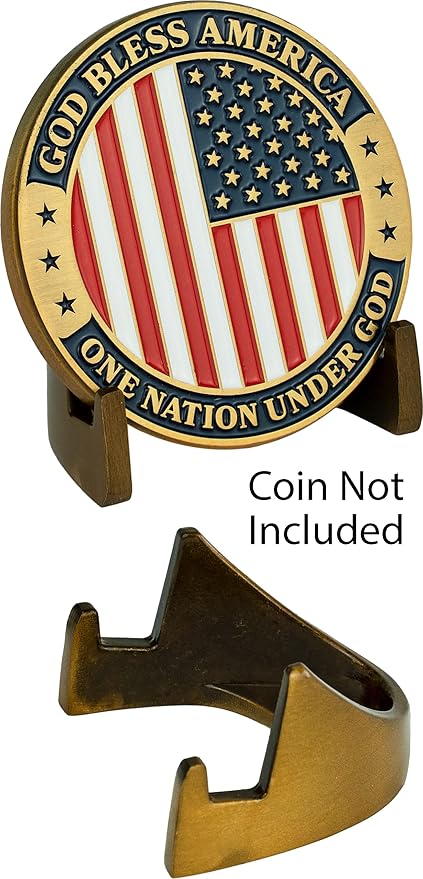 Bronze Coin Display Stand, Matte Brushed Metallic Finish, Single Token Medallion Holder: For Veterans and Collectors