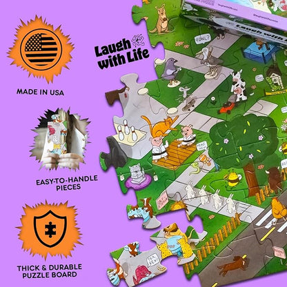 Animal Joke Puzzle – 72pcs Animal-Themed Kids Jigsaw Puzzle for Adults, Festive Extra Large Floor Puzzles for Kids Ages 5+, Fun Adult Puzzles & Toddler Educational Toys (24" x 36")