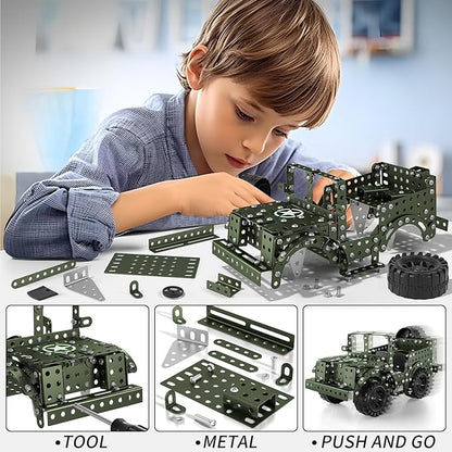 Locomoto Metal Model Car Kits - 392 Pcs Erector Set Toys for Ages 6-13, STEM Projects for Kids Ages 8-12 14 and Up, Assembly Educational Building Toys, Birthday Gifts for Elder Boys Girls and Adults