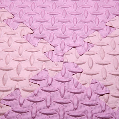 Foam Play Mat for Baby, 0.4 Inch Thick Foam Interlocking Floor Mats, Soft Non-Toxic Baby Playmat, Solid Colored Puzzle Play Mat Kids Floor Mats, 16 Tiles, Pink/Loli Pink