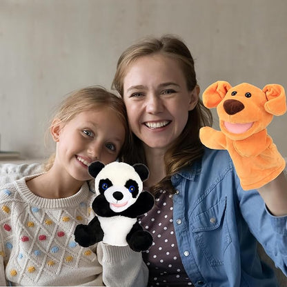 Easfan Panda Hand Puppet Plush Animal Toy with Movable Mouth for Role Play Storytelling Preschool Teaching Birthday Gifts for Kids Boys Girls, 9''