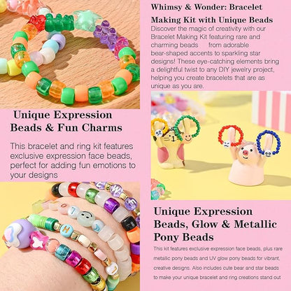 SJZWSD Friendship Bracelet Making Kit– 6 Boxes of Pony, Seed, Clay & Letter Beads, UV Glow in The Dark Beads, Tools & Charms – Jewelry Craft Kit for Kids & Adults