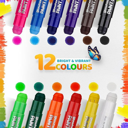 Tempera Paint Sticks Classic Colors 12 Pack - Non-Toxic, Washable, No Mess, Multi-Color for Kids Perfect for Creative Art Projects
