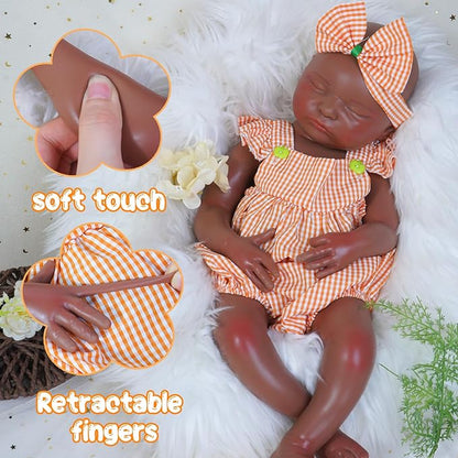 Reborn Baby Dolls Silicone Full Body 18.1in Weighted Real Life Closed-Eyes Girl Dolls Lifelike Newborn Baby Soft Body Flexible Limbs Not Vinyl