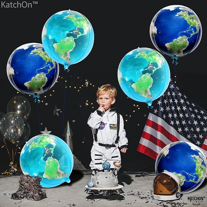 KatchOn, Globe Balloons for Globe Decorations - Big 22 Inch, Pack of 6 | Earth Balloon for Back To School, Around The World Decorations | World Balloons for Bon Voyage Party Decor, Travel Party Decor