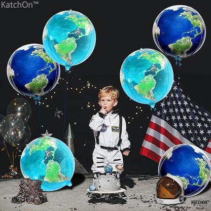 KatchOn, Globe Balloons for Globe Decorations - Big 22 Inch, Pack of 6 | Earth Balloon for Back To School, Around The World Decorations | World Balloons for Bon Voyage Party Decor, Travel Party Decor