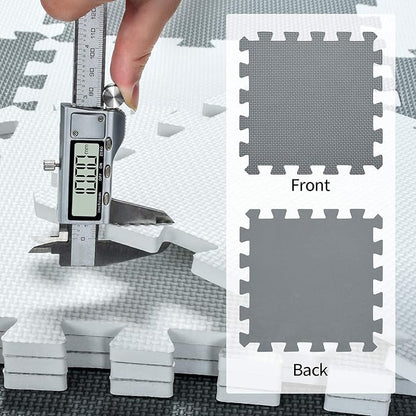 qqpp EVA Rubber 18 Tiles Interlocking Puzzle Foam Floor Mats - Baby Play Mat for Playing | Exercise Mat for Home Workout. Black. QC-Db18N