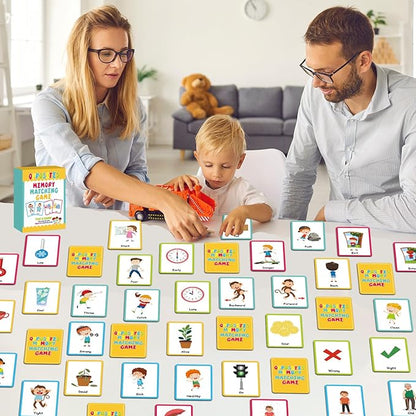 gisgfim 50 Pairs Opposites Memory Matching Game Sight Words Concentration Memory Card Educational Game for Kids Preschool Learning Educational Ages 3-8 A Fun & Fast Gift Activities Matching Games
