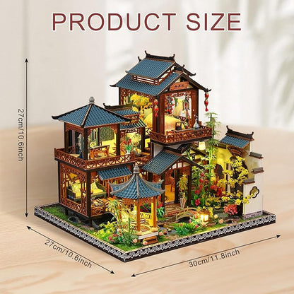 Miniature Dollhouse Kits, Tiny House Kit and Light, Doll House Kits for Adults to Building, Unique Gift for Birthday Christmas Day, YaYun