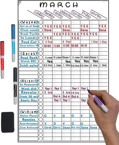 Multi-use Magnetic to-Do List Board Chore Chart List Goal Planner Task Habit Tracker Monthly Weekly Daily Homework Child Calendar Family Wedding Checklist Chirstmas Gift Kitchen Fridge Dry Erase Board