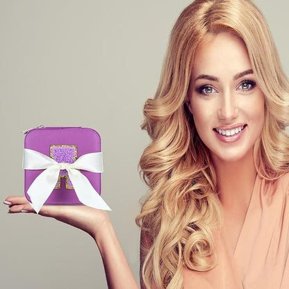 Parima Bridesmaid Gifts for Wedding Day, Bridesmaid Gifts for Women | Bridesmaid Proposal Gifts Unique Gifts | Wedding Travel Essentials Small Jewelry Box | Travel Jewelry Case - Letter S, Purple