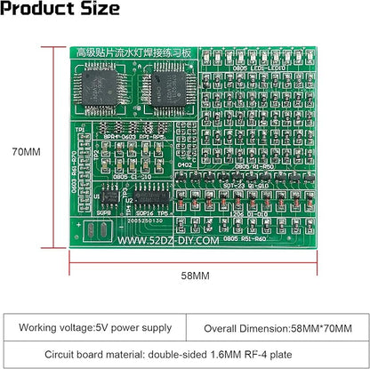 SMT Soldering Practice Board Kit DIY Welding Practice Kit DIY Electronic Kit for STEM Beginners School Education (Green)