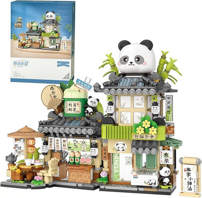 Creative Brick Box Street View-Cute Panda Mini Building Toy Animals Interactive for Kids, Simulation Architecture Toy for Girls and Boys Ages 6+ - Gift Easter, Birthday, Christmas (860 PCS)