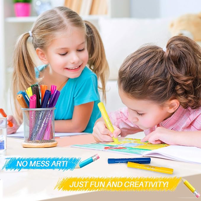 Washable Tempera Paint Sticks | Non-Toxic, Quick Drying & No Mess Paint Sticks for Kids, Best Art Birthday Gifts for Kids (12 Colors)