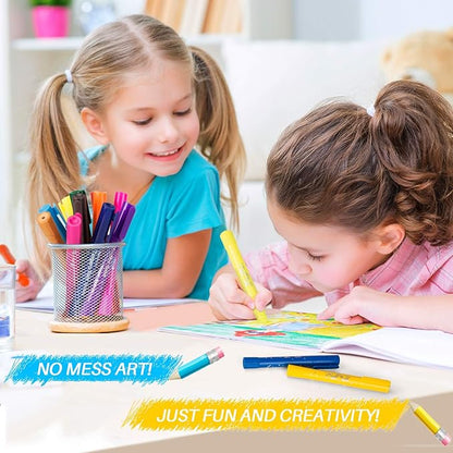 Washable Tempera Paint Sticks | Non-Toxic, Quick Drying & No Mess Paint Sticks for Kids, Best Art Birthday Gifts for Kids (12 Colors)