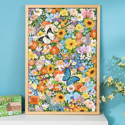 MOMIBOOK 1000 Piece Puzzle for Adults Jigsaw Puzzles of Drifting Flowers Butterfly Shadows, Painting Image Difficult Challenging Hard Impossible Puzzle Unique Funny Party Christmas Birthday Gifts