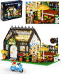 Flower House Building Set, Coffee Shop Outdoor Parasol and Piano Building Kits with Lights, Greenhouse Model Halloween for Girls, Home Decor Office Coffee Bar Display