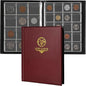 160 Pockets Coin Album - 10 Sheets Mixed Sizes Coin Holder 45x43/33x33 mm Collecting Grid for Pounds Pence Cents (Red) CS48160RE