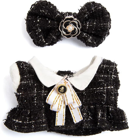 Premium Doll Clothes for Labubu - Luxury Chic Style Set for 17cm Dolls, Doll Outfit for Display, Collectors, Gift - Cute Miniature Fashion Accessories - Black Camellia (Clothes Only)