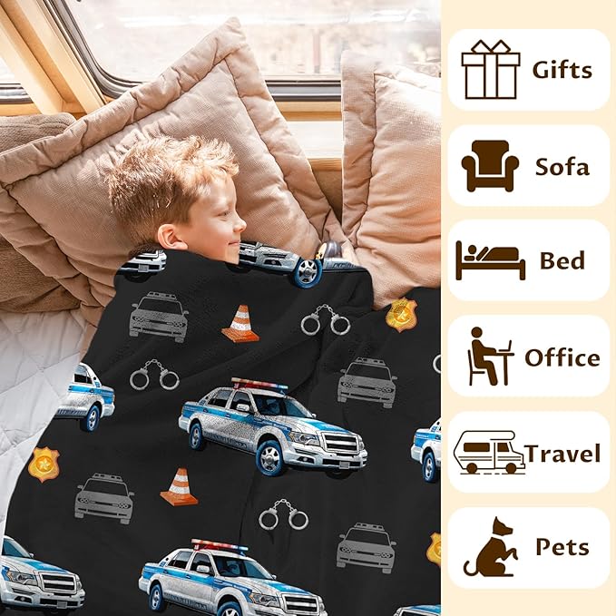 Blanket for Kids Adults Boys Car Throw Gift for Birthday, 40x50 Inches Lightwieght Comfy Black Throw Blankets for Couch Chair Bed Office
