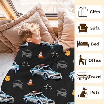 Blanket for Kids Adults Boys Car Throw Gift for Birthday, 40x50 Inches Lightwieght Comfy Black Throw Blankets for Couch Chair Bed Office