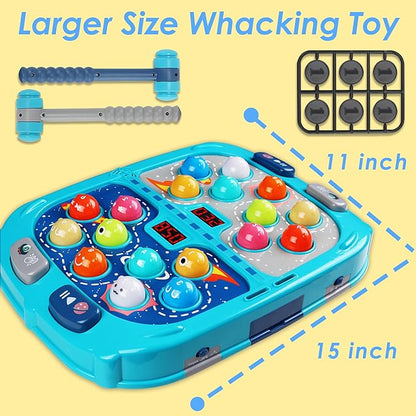 2-Player Whack Game Mole Toy for Kids Ages 3+, 11x15in Early Learning Toy with Lights & Sounds, Interactive Pounding Bench with 9 Speed Levels, Perfect for Families with Multiple Kid of Different Ages
