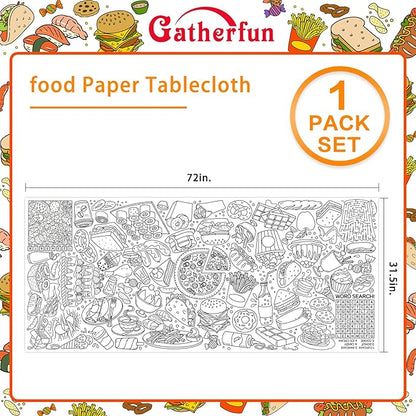 Gatherfun Giant Kids Coloring Poster | 31.5 x 72 Fun Food-Themed Activity for Classroom, Birthday & Events | Versatile as Wall Décor or Table Cover