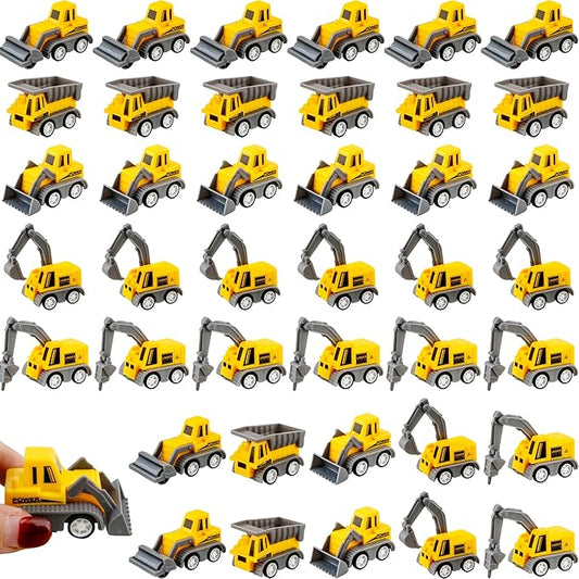 40 Pieces Mini Construction Vehicles Bulk Pull Back Trucks Engineering Toys for Kids Construction Party Favors