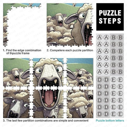Sheep for Adults Fun 1000 Pieces 3D Animal Thickened Wooden Jigsaw Puzzle Stress Relief Education Game Home Decoration Toy Intellectual Game Relaxation and Intelligence 1000pcs (75x50cm)