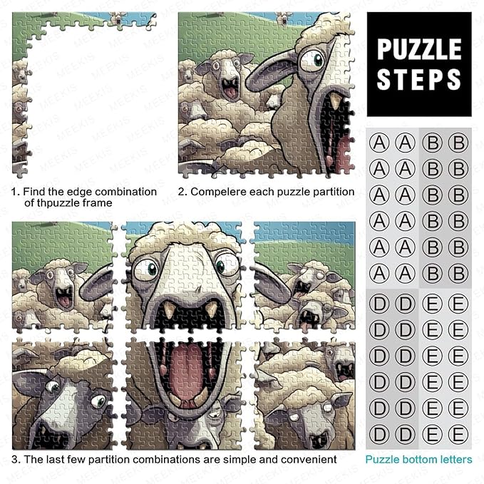 Sheep for Adults Fun Thickened Wooden Jigsaw Puzzles 500 Piece 3D Animal Stress Relief Home Decoration Toy Intellectual Game Education Game Challenge Educational 500pcs (52x38cm)