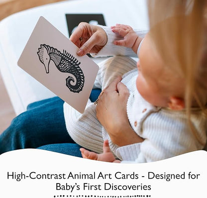 Wee Gallery Art Cards for Baby, Durable High Contrast Black and White Animal Flashcards for Newborns, Brain Development, Sensory Toys, Tummy Time Essentials for Infant and Toddler - Pets