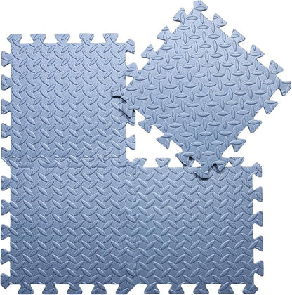 Coolcandy EVA Foam Play Mat, 16 Tiles Colorful Baby Play Mat, Square Kids Playmat with Solid Colored, 0.4" Thickened Interlocking Foam Floor Tiles, Puzzle Play Mat for Baby Lying, Playing (Gray Blue)