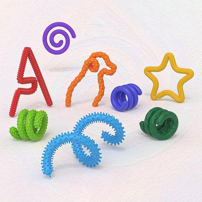 Sensory Sticks Fidget Toy for Kids Adult,8Pcs Bendable Textured Flexible Fidget Stick for Anxiety Autistic ADHD,Calm Down Travel Essentials Toys, Quiet Fidgets for Classroom Must Have