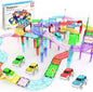 PicassoTiles 150 Piece Race Car Track Building Block Educational Toy Set Magnet Tile Magnetic Blocks Playset 4 Cars Early STEM Learning Construction Kit Hand-Eye Fine Motor Skill Brain Training PTR150