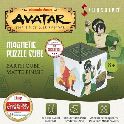 SHASHIBO Avatar The Last Airbender Shape Shifting Box - STEM Magnetic Fidget Cube That Transforms Into Over 70 Shapes, Download Fun in Motion Toys Mobile App (Earth)