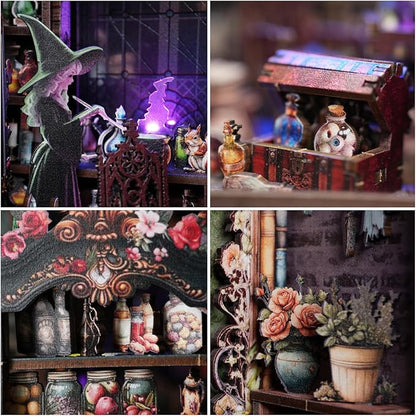 Fairy Nooktales BookNook Kit Miniature - 3D Fantasy Library Wooden DIY buidling Dollhouse with Bookshelf Nook Insert Decor for LED Magic Book Nook Lover
