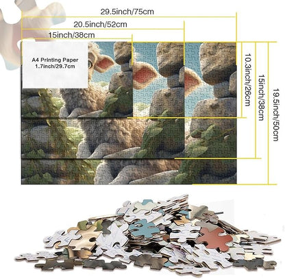 Sheep Thickened Wooden Jigsaw Puzzles 1000 Pieces 3D Animal for Adults Fun Education Game Home Decoration Toy Intellectual Game Stress Relief Toy Premium & Durable 1000pcs (75x50cm)