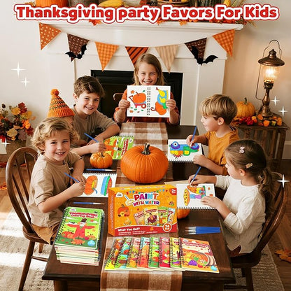 ZMLM 24 Water Coloring Books for Kids Party Favors - Bulk Mini Coloring Books for Kids Ages 4-8,Small Birthday Goodie Bag Stuffers School Teacher Return Gift Art Crafts Classroom Prizes (Thanksgiving)