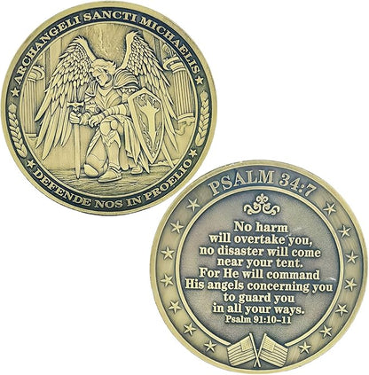 The Archangel Michael Challenge Coin Christian Coin Bible Verse Angel Coin As Catholic Gifts (Single Coin)